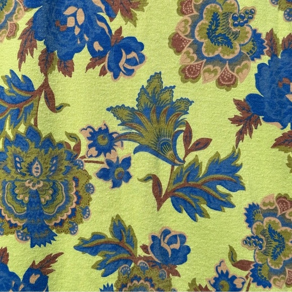 First Issue Size XL Chartreuse Bohemian Print Top Sequin Trim 3/4 Sleeve Y2K - Picture 5 of 9